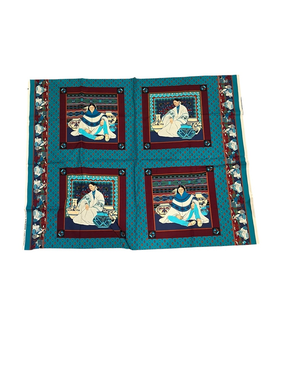 VTG Native American Women Fabric Panel VIP Cranston Print Joan Messmore Quilting